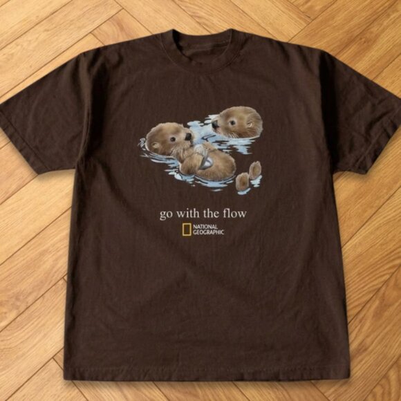 Gildan Other - Brown - National Geographic Otter Go With The Flow Graphic T-Shirt Brown